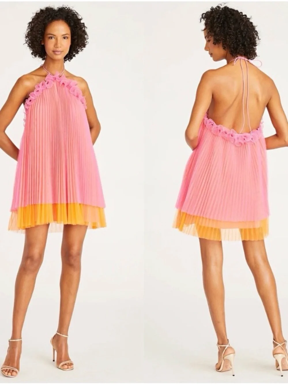 Amur Tate Tulle Color Block Halter Dress - Picture 2 of 7
